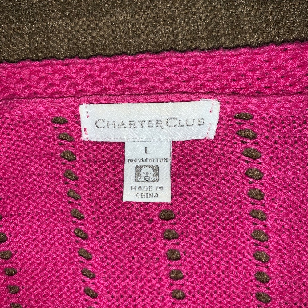 Charter Club - Large - Pink Sweater Cardigan - Picture 4 of 5